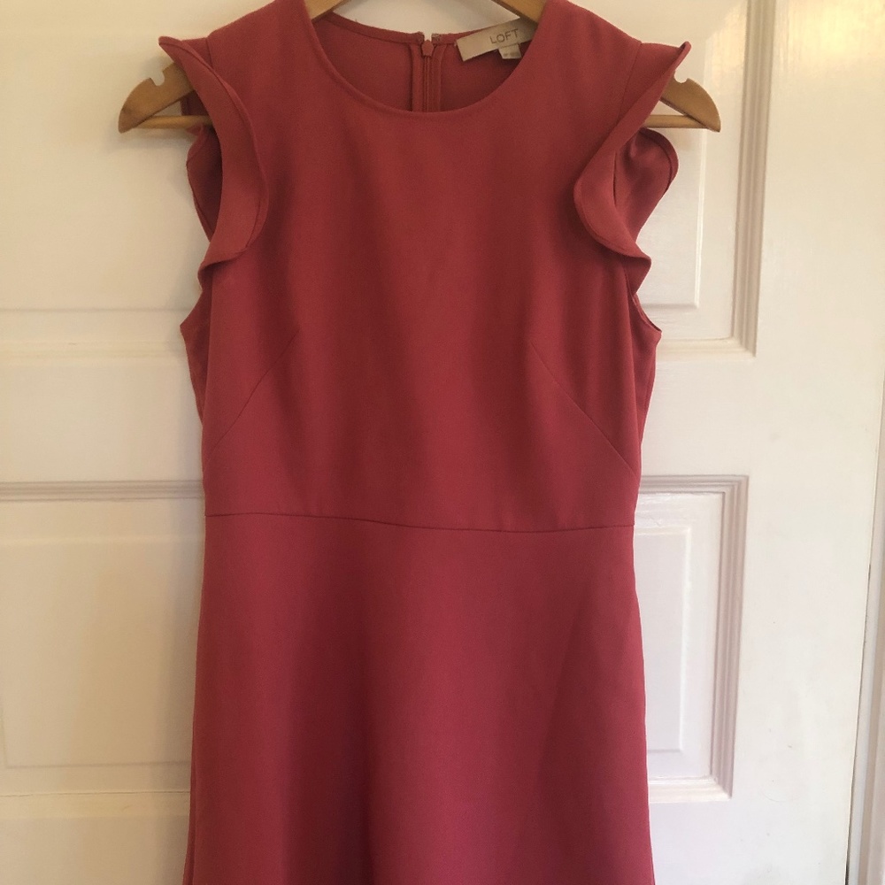 Loft flutter sleeve dress in beautiful muted coral